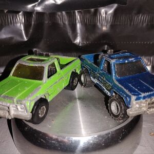 Vintage Toy Trucks - Green and Blue